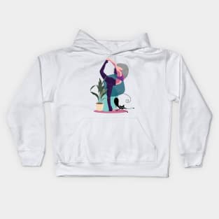 Girl does Yoga with her & cat | Passion Kids Hoodie